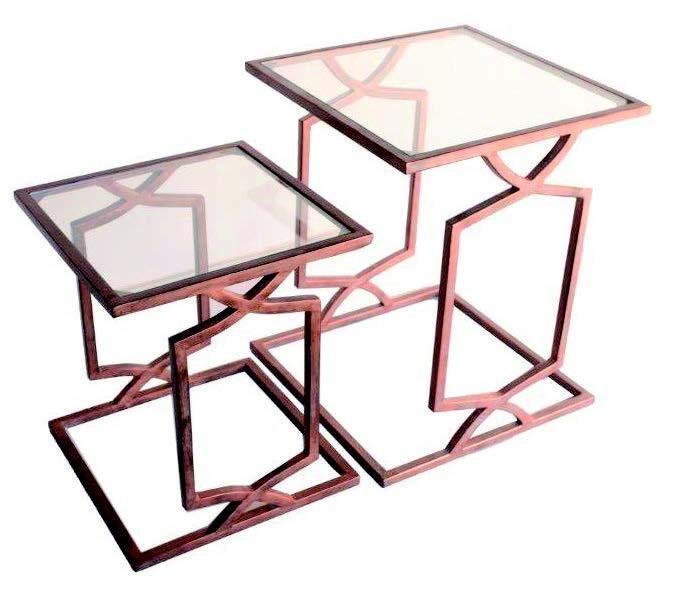 GREEK KEY Side Table - Tarnished Copper-abc