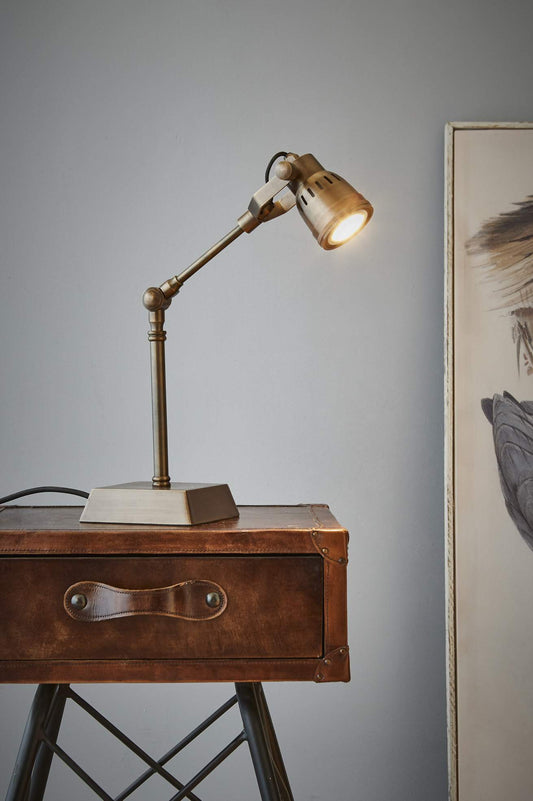 Hanover - Antique Brass - Solid Brass Adjustable Table Lamp-abc