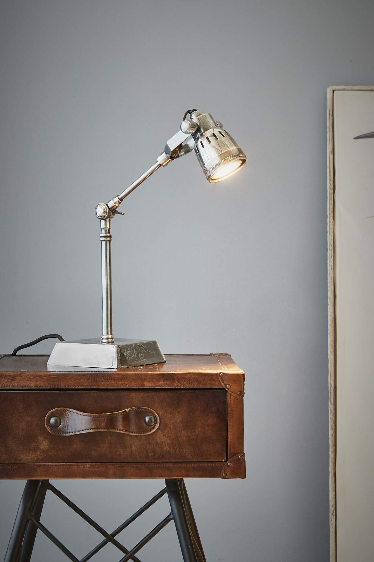 Hanover - Antique Silver - Solid Brass Adjustable Table Lamp-abc