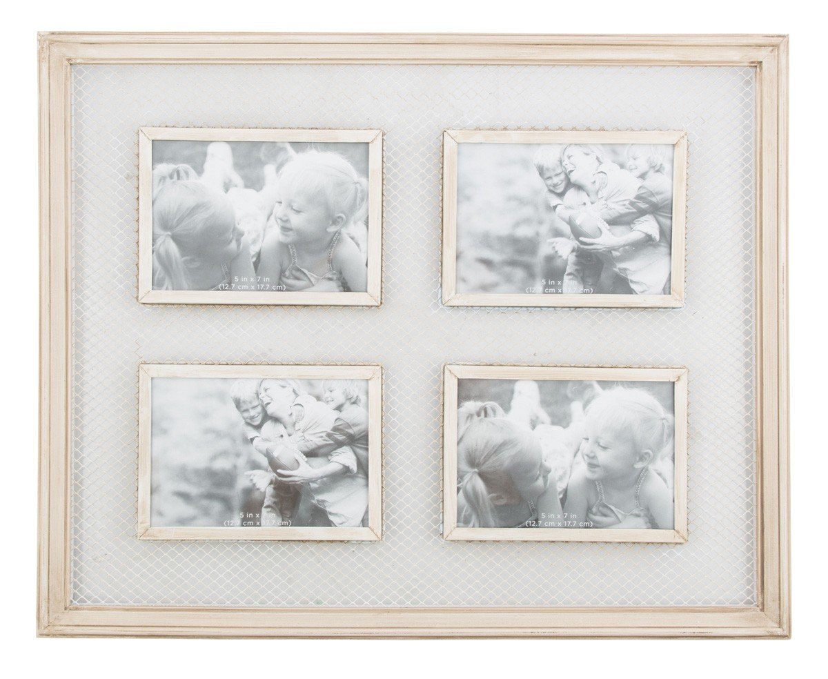 Wooden 4 Photo Wall Frame with Wire Detail 4x6-abc
