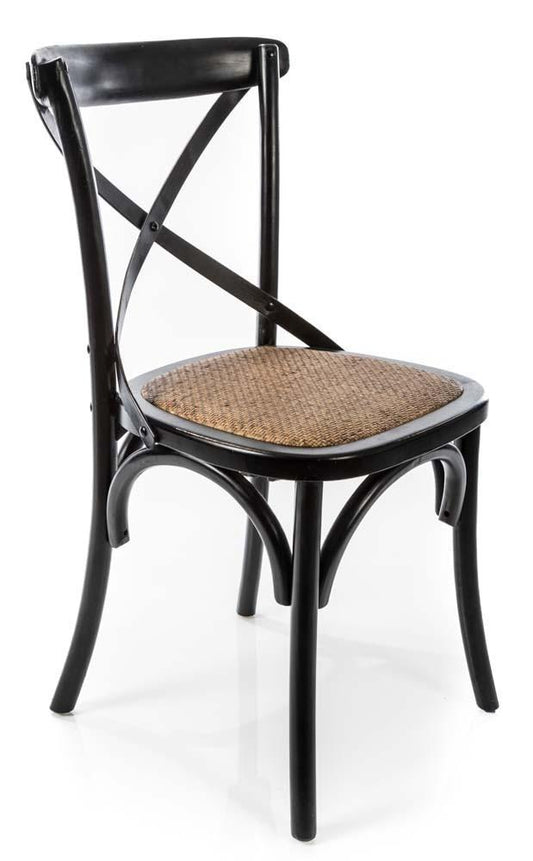 X Back Chair with Solid Rattan Seat-Elm Wood-abc