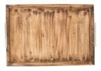 Wooden Rectangular Tray w/ Steel Handles-abc
