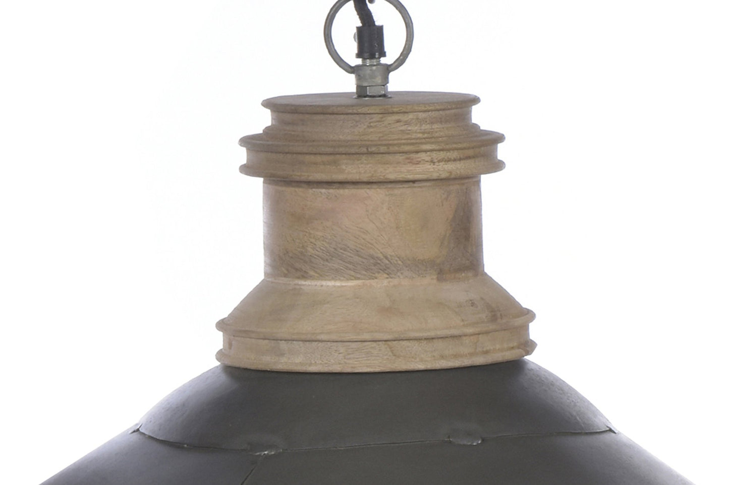 Hudson - Antique Zinc/Wood - Extra Large Iron Dish Pendant-abc