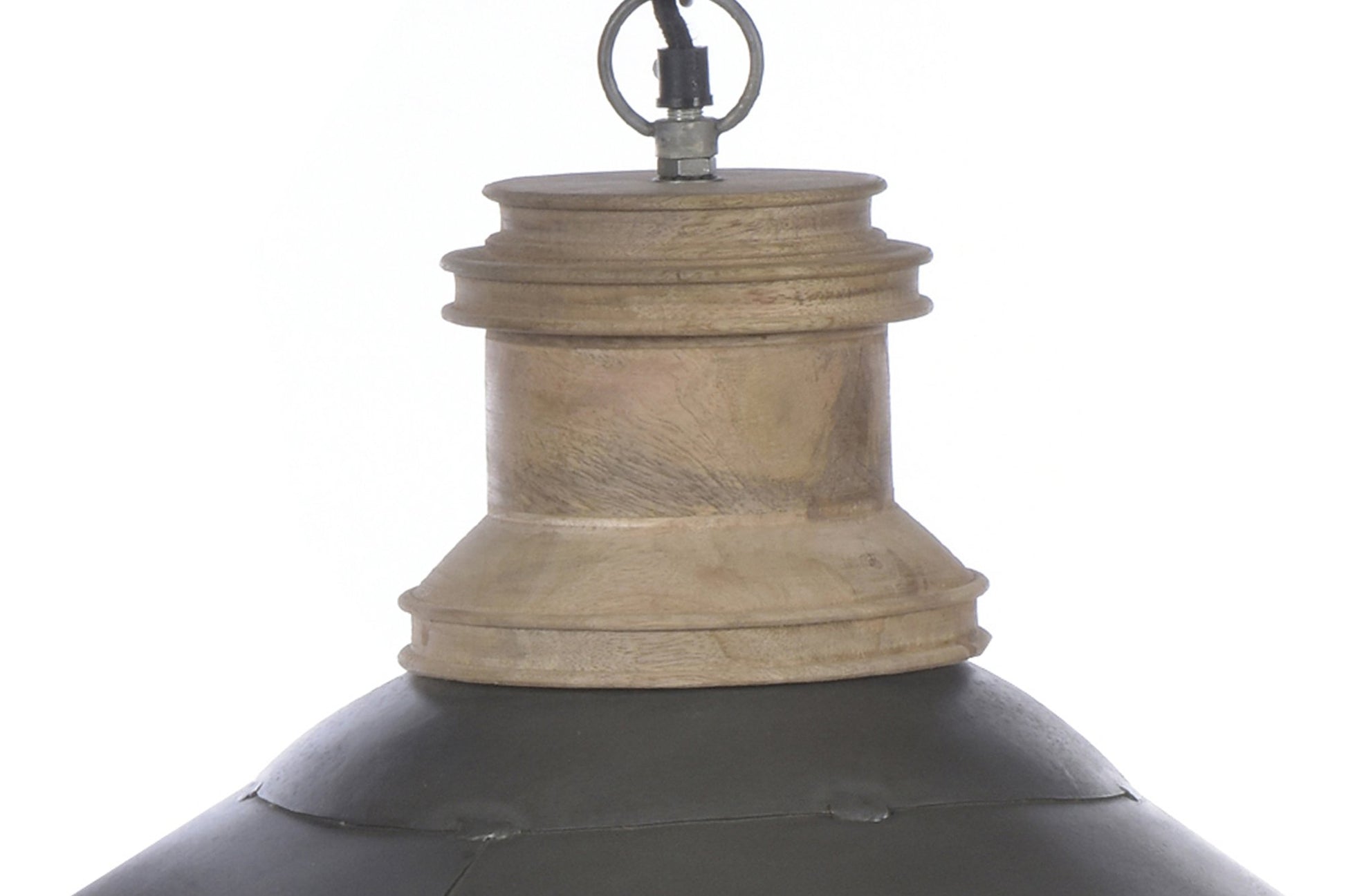 Hudson - Antique Zinc/Wood - Extra Large Iron Dish Pendant-abc