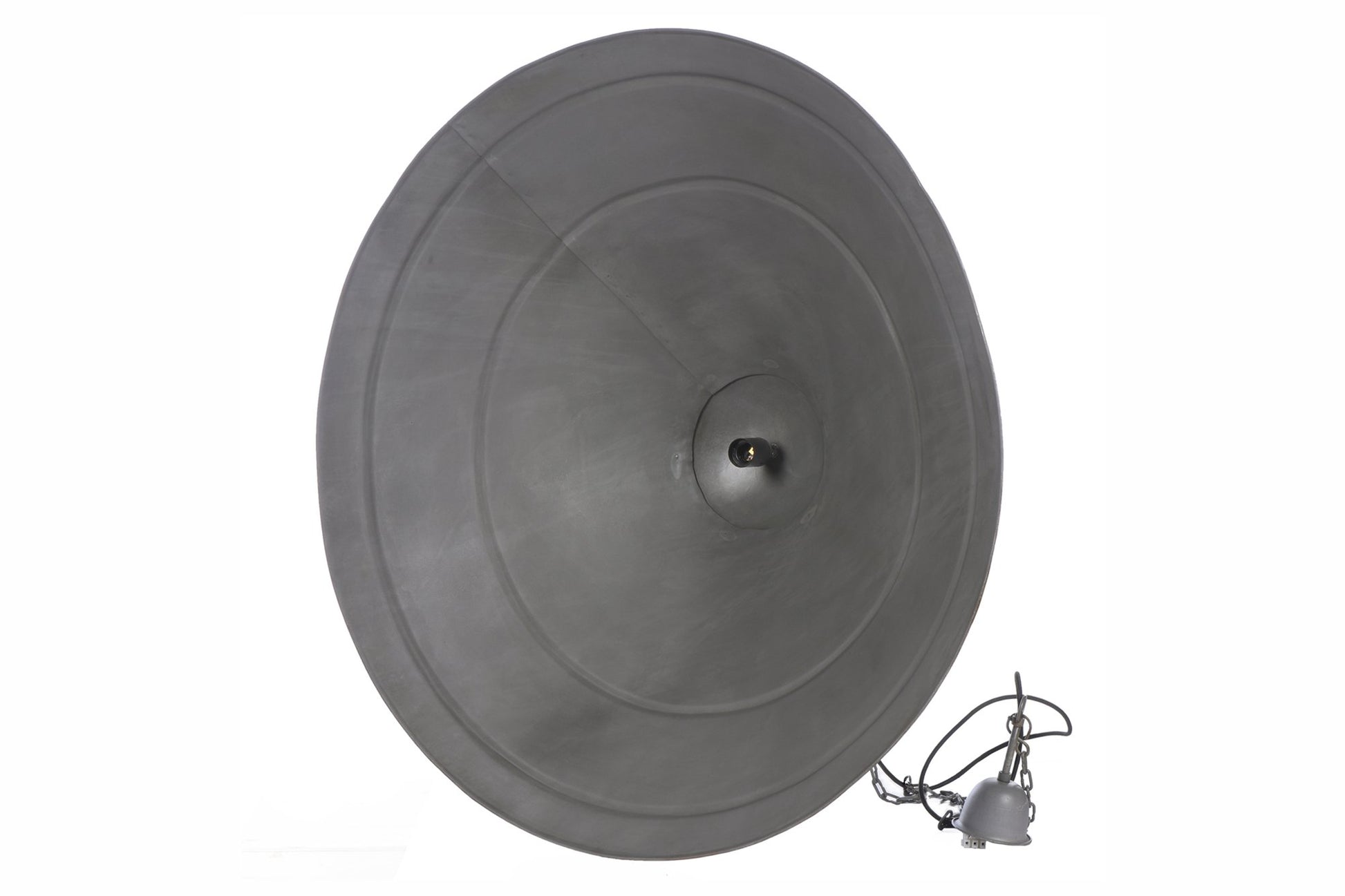 Hudson - Antique Zinc/Wood - Extra Large Iron Dish Pendant-abc