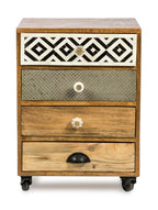 Infinity Wooden 4 Drawer Bedside Table- with Metal-abc