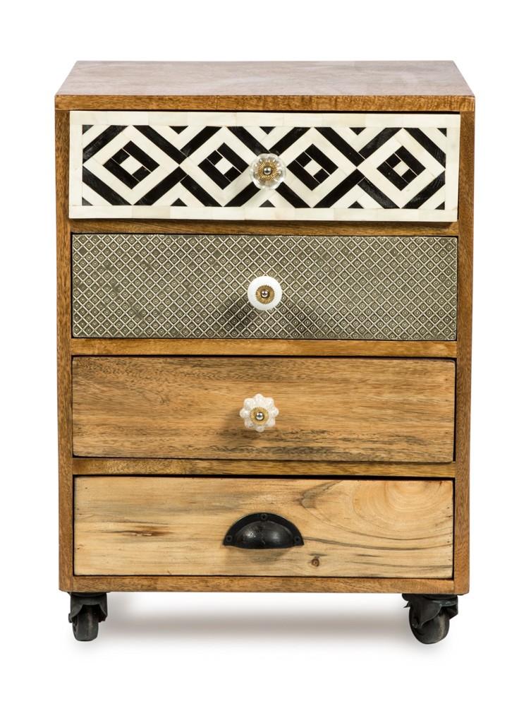 Infinity Wooden 4 Drawer Bedside Table- with Metal-abc