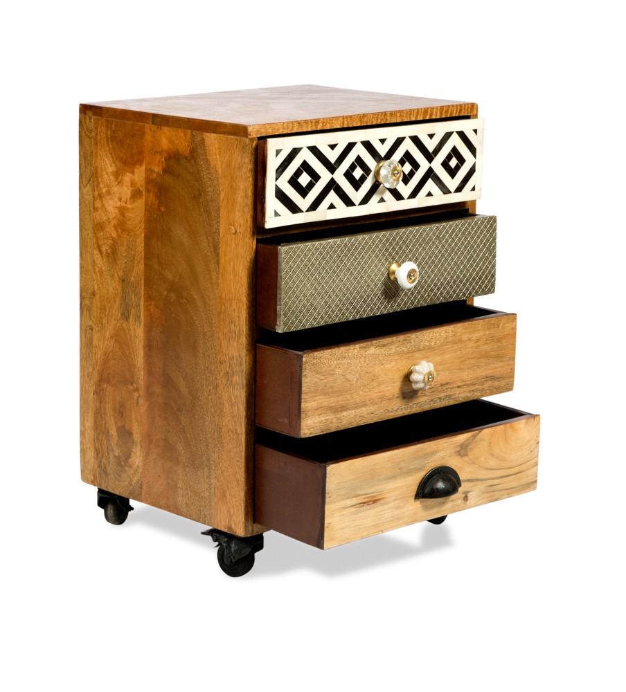 Infinity Wooden 4 Drawer Bedside Table- with Metal-abc