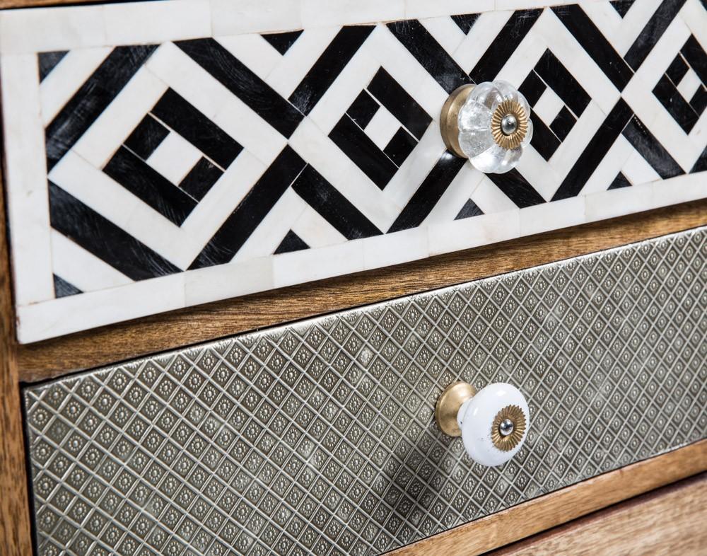 Infinity Wooden 4 Drawer Bedside Table- with Metal-abc