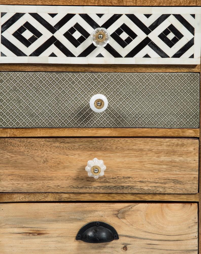 Infinity Wooden 4 Drawer Bedside Table- with Metal-abc