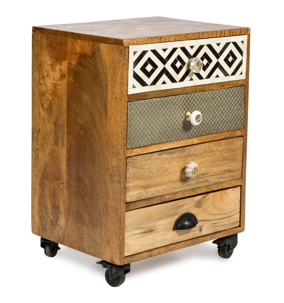 Infinity Wooden 4 Drawer Bedside Table- with Metal-abc