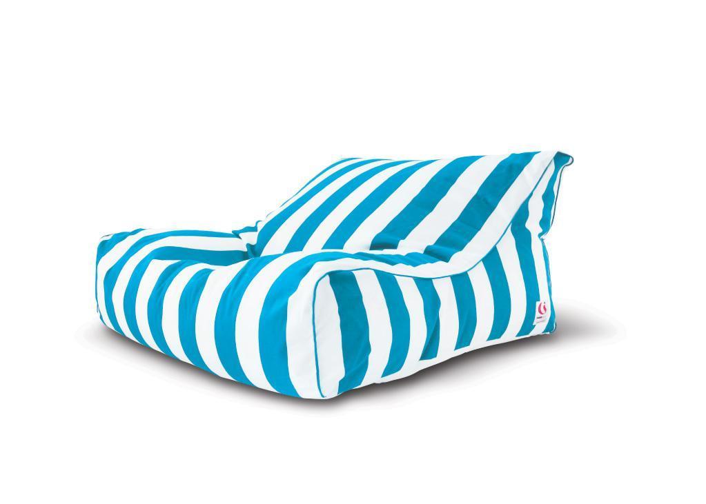 Uluwatu Striped Double Lounger Outdoor Bean Bag - Light Blue-abc