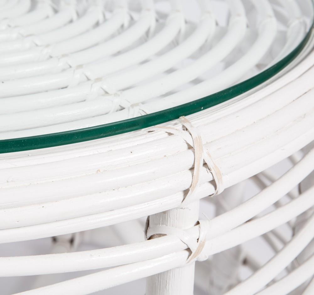 Rattan Round Coffee Table with Glass-abc