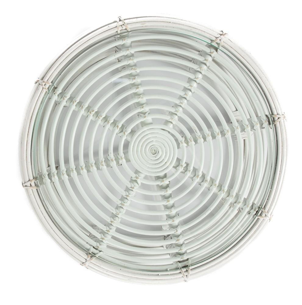 Rattan Round Coffee Table with Glass-abc