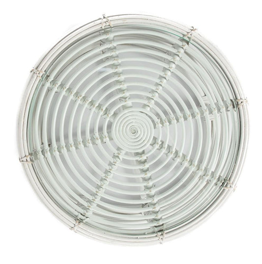 Rattan Round Coffee Table with Glass-abc