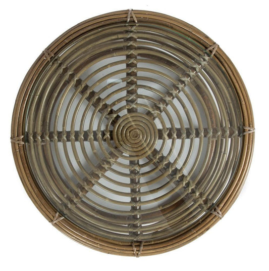 Rattan Round Coffee Table with Glass-abc