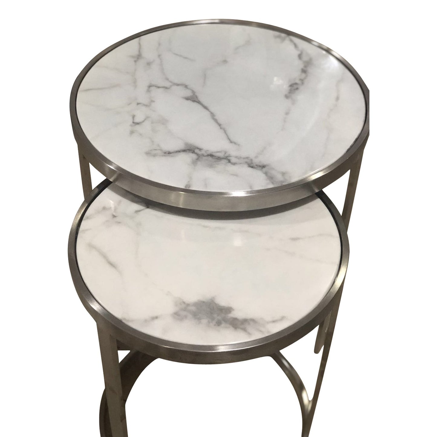 Sterling Side Table Set White Marble-abc