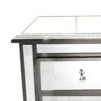 Manhattan Bedside Table Bevelled Glass Style in Silver Color-abc
