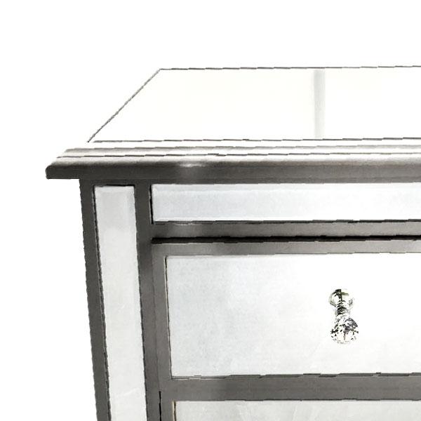 Manhattan Bedside Table Bevelled Glass Style in Silver Color-abc