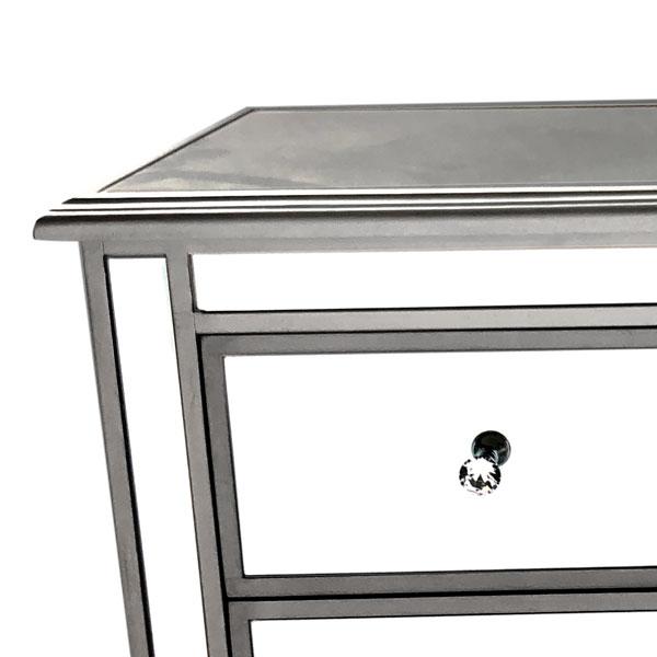 Manhattan Tall Boy 3 Drawers Bevelled Glass Style in Silver Color-abc