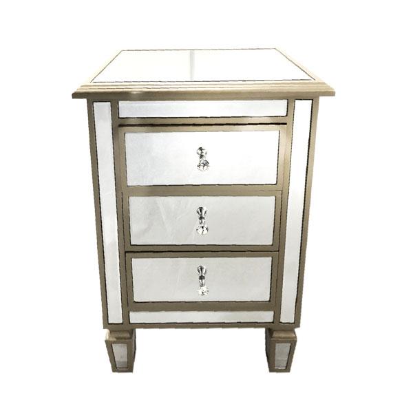 Manhattan Bedside Table Bevelled Glass Style in Champagne Color-abc