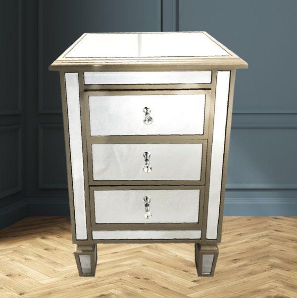Manhattan Bedside Table Bevelled Glass Style in Champagne Color-abc