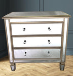 Manhattan Tall Boy 3 Drawers Bevelled Glass Style in Champagne Color-abc