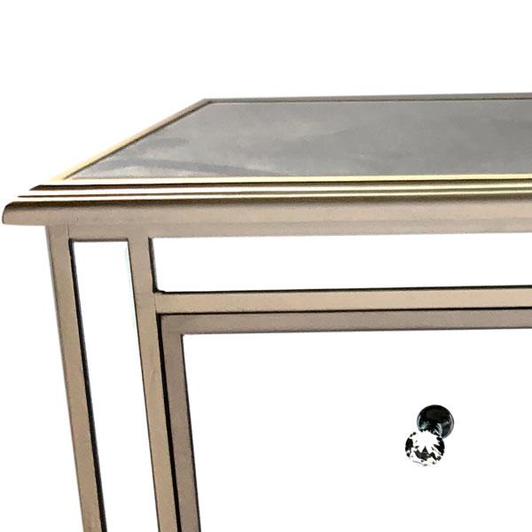 Manhattan Tall Boy 3 Drawers Bevelled Glass Style in Champagne Color-abc