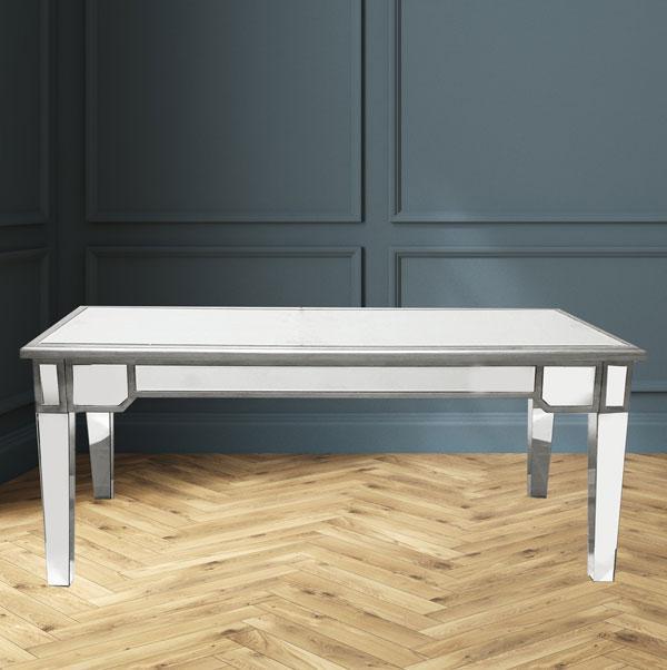 Manhattan Coffee Table Bevelled Glass Style in Silver Color-abc