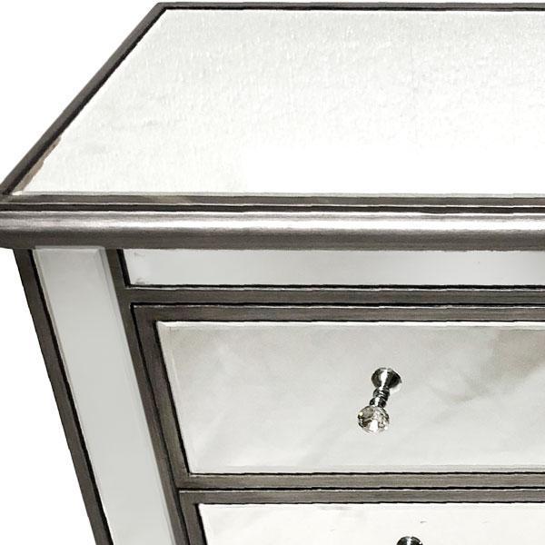 Manhattan Tall Boy 3 Drawers Large Bevelled Glass Style in Silver Color-abc