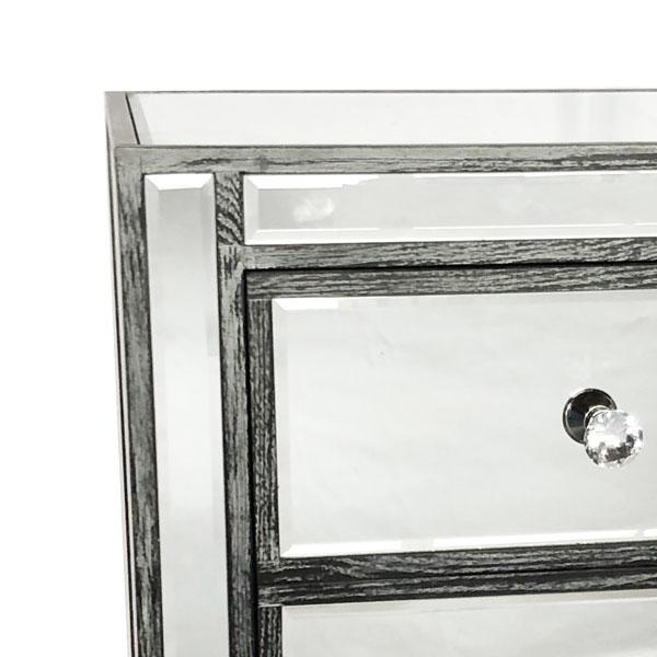 Adele Bedside Table with Cupboard Bevelled Glass Style in Grey Color-abc