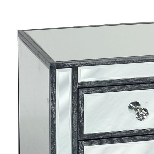 Adele Side Table with Cupboard Bevelled Glass Style in Grey Color-abc