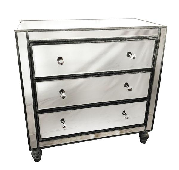 Adele Tallboy 3 Drawers Bevelled Glass Style in Grey Color-abc