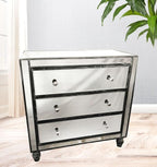 Adele Tallboy 3 Drawers Bevelled Glass Style in Grey Color-abc