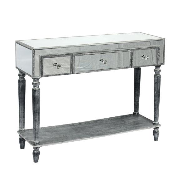 Adele Console Table Bevelled Glass Style in Grey Color-abc