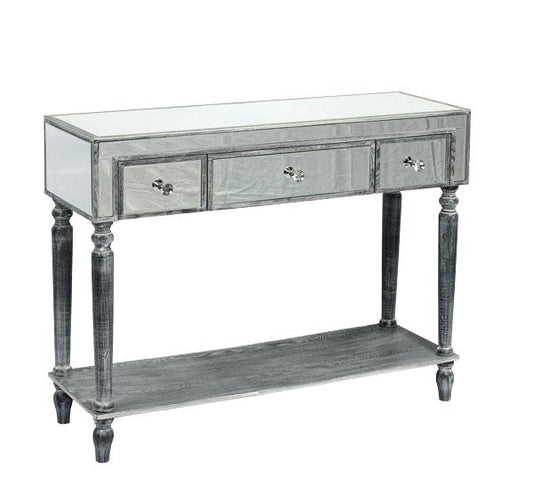 Adele Console Table Bevelled Glass Style in Grey Color-abc