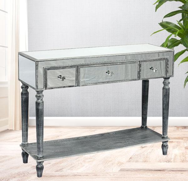 Adele Console Table Bevelled Glass Style in Grey Color-abc