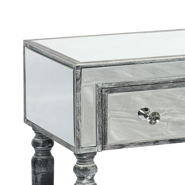 Adele Console Table Bevelled Glass Style in Grey Color-abc