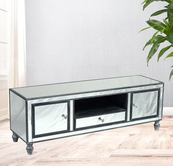 Adele Entertainment Unit Bevelled Glass Style in Grey Color-abc