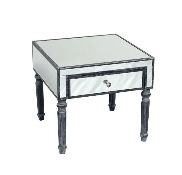 Adele Side Table Bevelled Glass Style in Grey Colour-abc