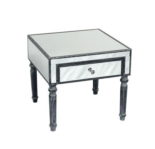 Adele Side Table Bevelled Glass Style in Grey Colour-abc