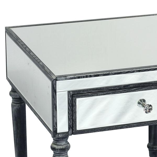Adele Side Table Bevelled Glass Style in Grey Colour-abc