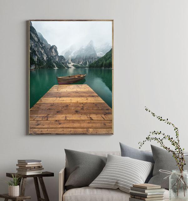 Seekiofel Mountain Framed Canvas Wood Grain Colour-abc
