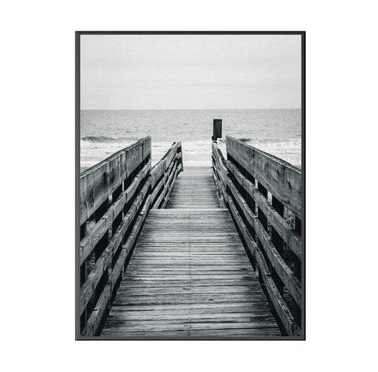 Beachfront Boardwalk Framed Canvas Black Colour-abc