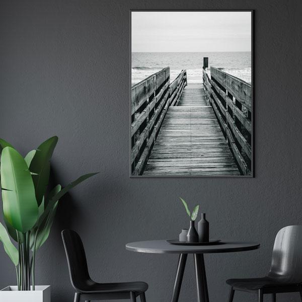 Beachfront Boardwalk Framed Canvas Black Colour-abc