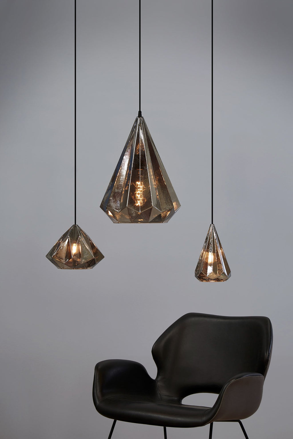Kimberly Large - Smoke Grey - Large Faceted Glass Teardrop Pendant Light-abc