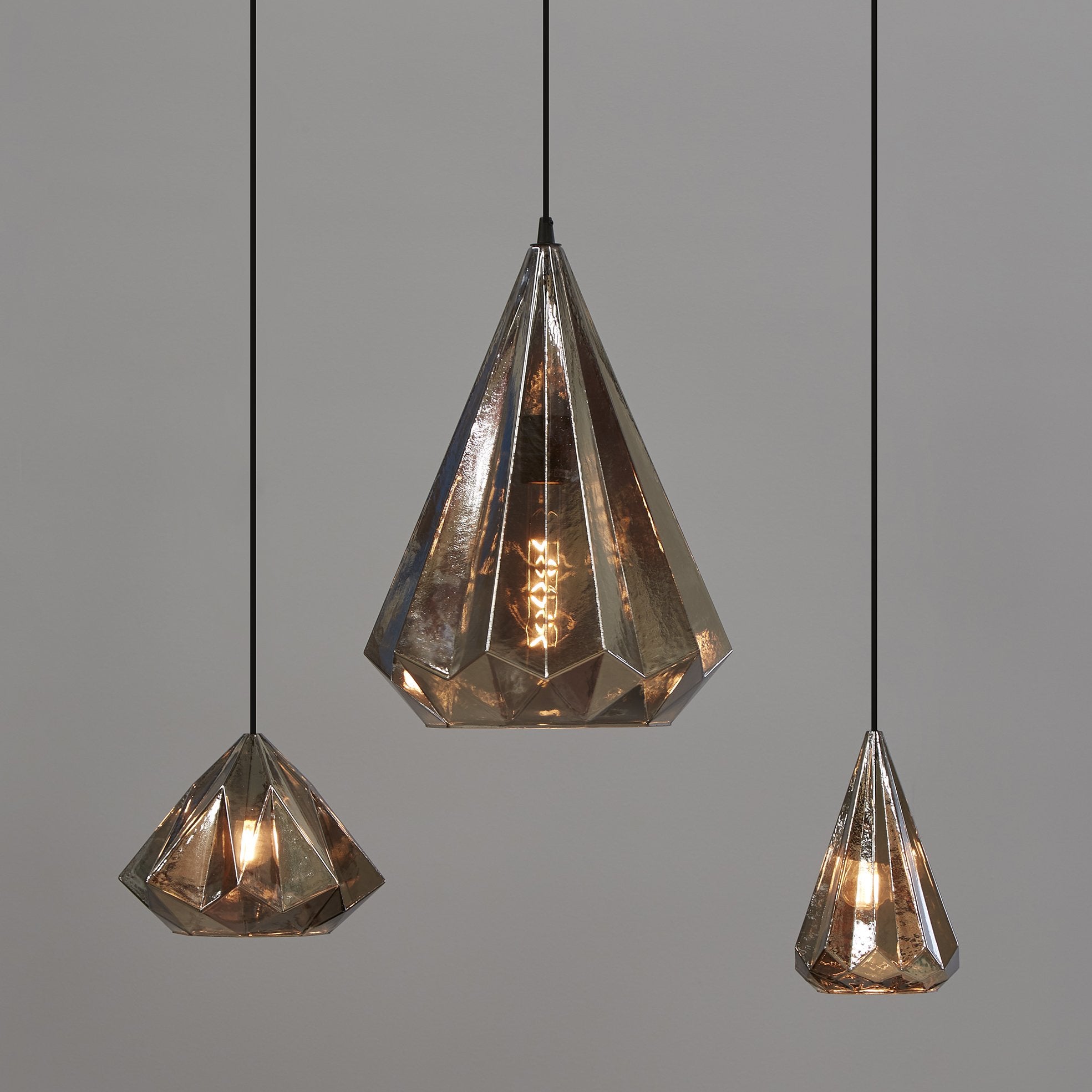 Graff - Smoke Grey - Small Faceted Glass Droplet Pendant Light-abc