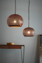 Kappa Small - Bronze - Perforated Dome Pendant Light-abc