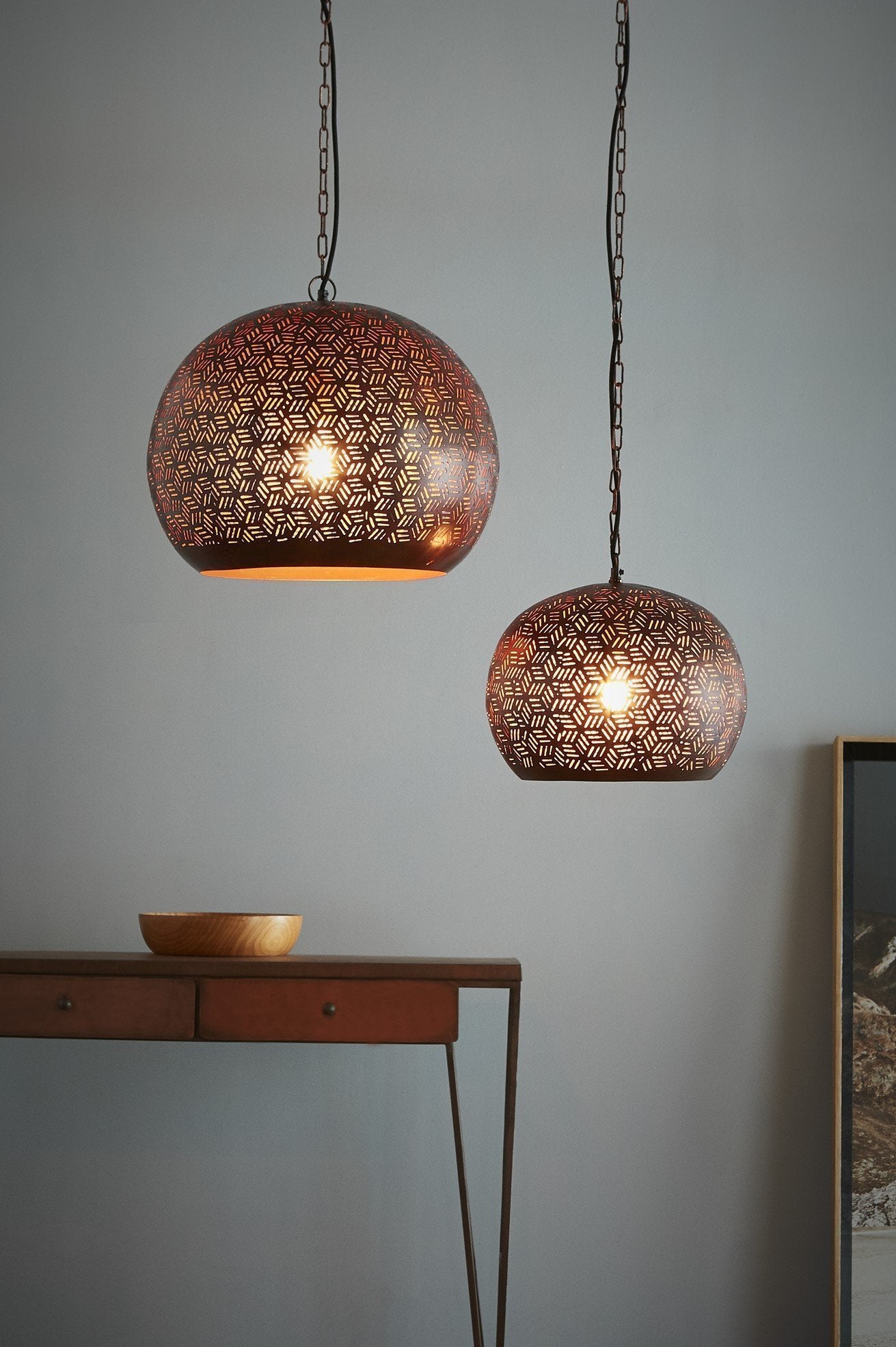 Kappa Small - Bronze - Perforated Dome Pendant Light-abc