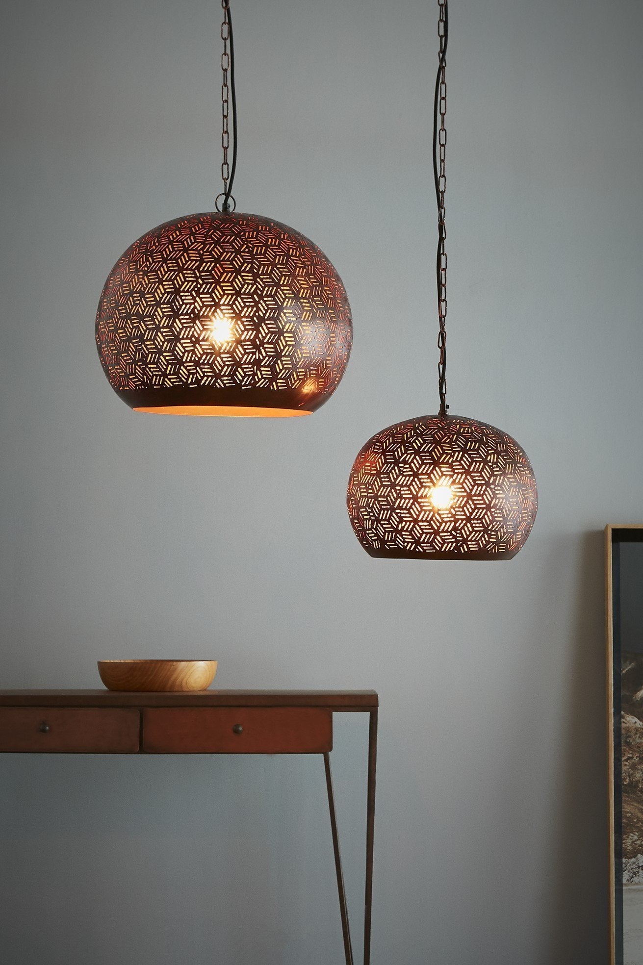 Kappa Medium - Bronze - Perforated Dome Pendant Light-abc